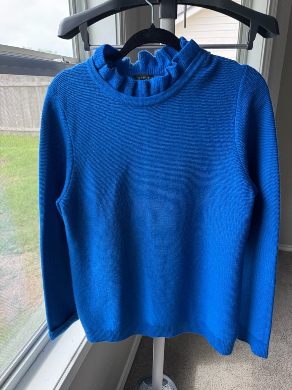 Talbots Women's Royal Blue Ruffle-Neck Sweater